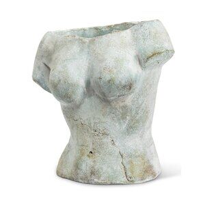 Abbott Collection - Female Torso Planter - Cement, Grey (9" H)